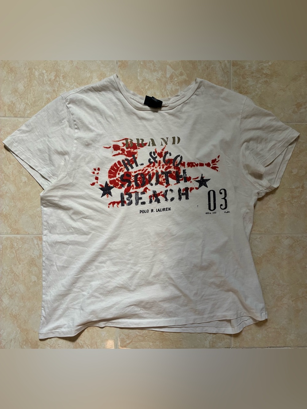 Polo by Ralph Lauren White Short-Sleeve Graphic Tee with Red and Black Print